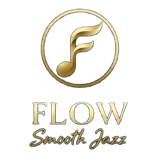 Flow Smooth Jazz logo — gold musical note inside a circle on navy